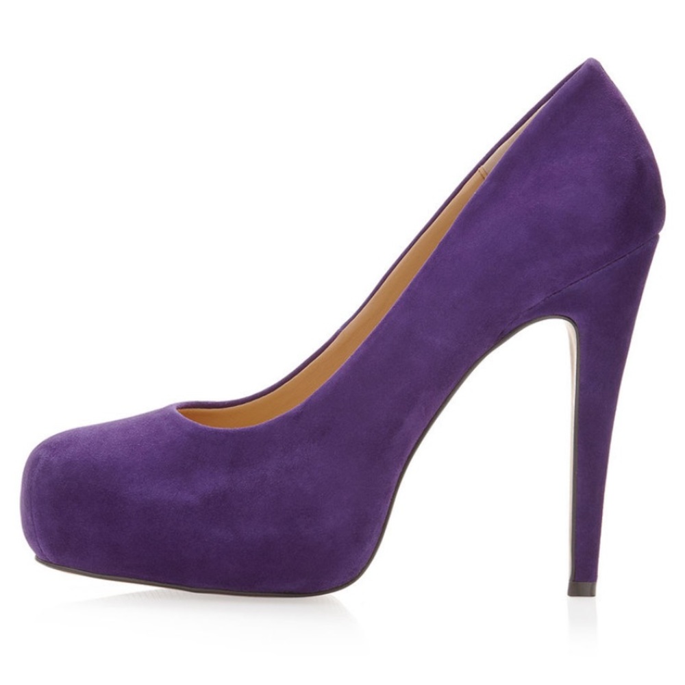 Dolce Vita Becky Luxe Purple Leather Suede Stiletto Pump Platform Heel